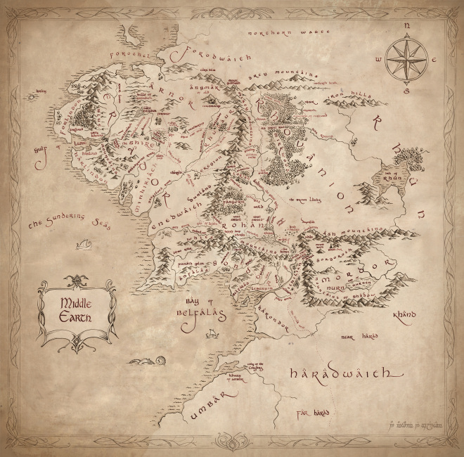 Lord Of The Rings Middle Earth Map Replica